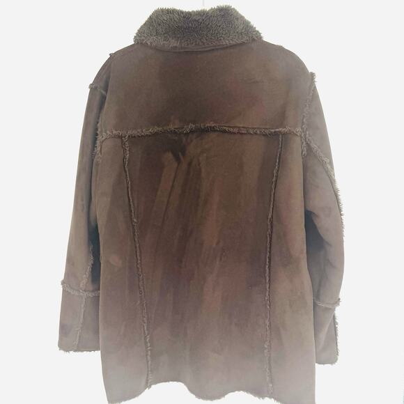 Vintage Faded Glory Penny Lane Jacket Size 2X Brown Faux Suede Y2K Boho Coat - Picture 3 of 8